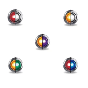 3/4″ Round 3led Dual Color Revolution LEDs Rear Side Marker Indicators Light for Truck Car Bus Trailer Chrome Trailer Side