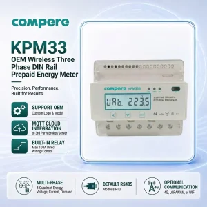 3 Phase 100A Bidirectional WIFI LCD Display Prepaid Electric KWh Meter 0.5S Accuracy Prepaid Amount Remain Energy Auto Switch