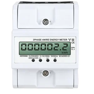 3 Phase 4 Wire 4P Mini DIN Rail Digital LCD Energy Meter 10(100)A KWh Power Meter