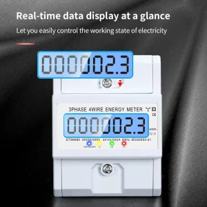 3 Phase Energy Meter Data Logger Low Power Consumption Anti-tamper DIN Rail Energy Meter Sealed Terminal Tamper Proof