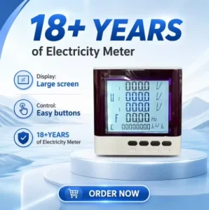 3 Phase Multifunction Power Energy Meter kWh Reactive Power Power Factor Frequency LCD RS485 Modbus
