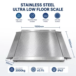 3 Tons Stainless Steel Digital Floor Scale with LCD Display Animal Weighing Industrial Grade Weight Scale