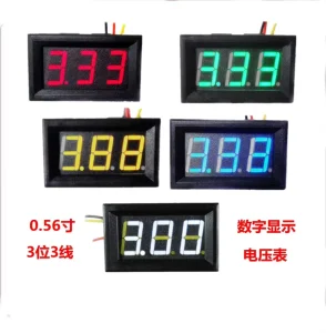 3 Wires Mini Digital Voltmeter DC 0-100V Voltage Meter