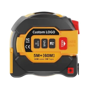 3 in 1 Digital Laser Tape Measure 60m 197Ft Laser Distance Level Crosshairs LED Display 5m 16Ft Auto Lock Tape Magnetic Hook