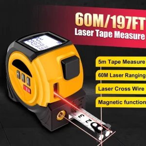 3 in 1 Laser Tape Measure Rangefinder Infrared Highprecision Intelligent Electronic Ruler Cross Line Measuring Instrument Level