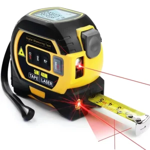 3 in 1 Metric Laser Meter 5m 16.4ft Digital Measuring Tool Tape Measure Area Volume Laser Rangefinder Auto Lock ABS Stainless Steel