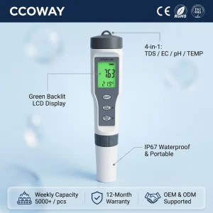 3 in 1 PH TDS Temperature Digital Pen Type Waterproof Meter Portable Industrial Water Quality Tester with OEM Support