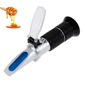 3 in 1 Use Portable Honey Refractometer with ATC for Honey Moisture Brix and Baume 58 90% Brix Scale Range Honey Moisture Tester