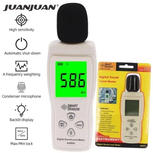 30 130dBA Digital Sound Level Meter Noise Monitoring Tester Decibel Analyzer with Backlight AS804