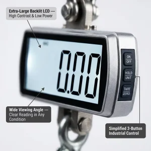 300kg Crane Scale with 41mm Super Large LCD Display Wireless Remote Control 1 Year Warranty for Industrial Weighing