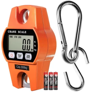 300kg Large Hook Crane Scale Industrial Weighing ABS Plastic 100g Accuracy Battery Powered LCD Display