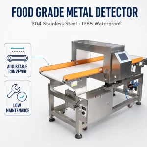 304 SS Food Metal Detector IP65 Waterproof with Variable Belt Speed and One Button Self Learning
