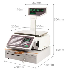 30kg LCD Digital Barcode Label Printing Scale with Cash Drawer & POS OEM Support 10g Accuracy for Supermarket & Butcher Retail