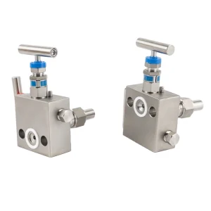 316L Stainless Steel Integral 2 Valve Manifolds 1 2F NPT Pressure Gauge Valve