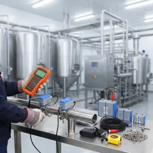 4-20mA LCD High Accuracy Variable Area Water Flow Meter DN25-DN1200 Clamp-on Sensor OEM Liquid Water Oil Gas-UF Model