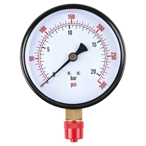 4″ Bourdon Tube Pressure Gauge Dual Scale 0-300Psi/0-20Bar Black Steel Case Brass Connection Industrial