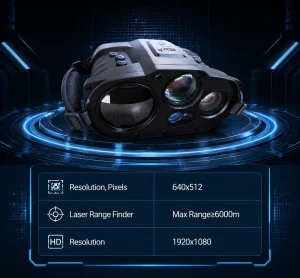 4-Channel Thermal Imaging Binoculars with Laser Rangefinder 640*512 Sensor, 6000m Range