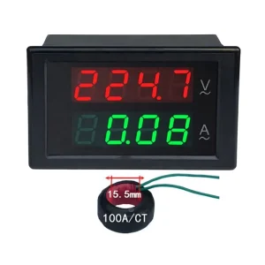 4 digits LED Digital Voltage Ampere Multimeter 110V 220V AC 80V 300V 100A Volt Current Meter Voltmeter Ammeter Gauge Red & Green