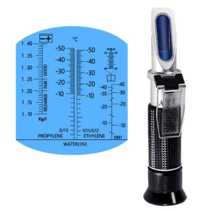 4 in 1 Handheld Vehicle Refractometer 30-35% Adblue Fluid Glycol Urea Tester with ATC and Battery for Car Antifreeze Detection