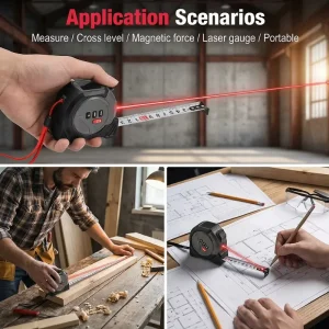 40M Digital 3 in 1 Laser Tape Measure Big Screen Laser Level & Distance Meter Tape Measurement Laser and cm