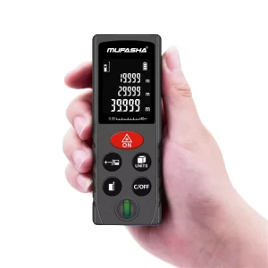 40M Laser Distance Meter 131ft Range Area Volume Pythagorean Calculations Backlit LCD Continuous Measurement Construction Tool