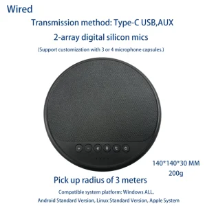 48K USB Conference Microphone 360° Omnidirectional Condenser Mic with AI Noise Reduction for Zoom Teams Business Meetings