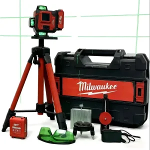 4D 16 Line Full Area Green Laser Level Kit with Batteries 360° Self Leveling High Precision Green Line Laser Level