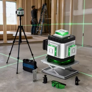 4D Self Leveling 16 Line Green Laser Level Battery Powered LED Measuring Tool for DIY Industrial Construction Home Renovation
