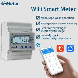 4P 3 Phase 4 Wire DIN Rail Meter 0.5 Class Smart TuYa WiFi Energy Meter for Factories Power Monitor