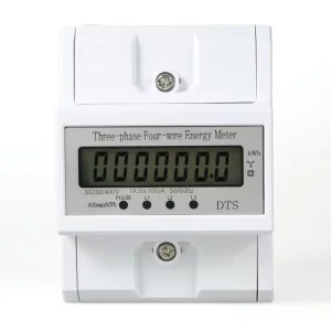 4P Guide-Rail Three-Phase Four-Wire Electric Energy Meter 380V LCD Display High-Power Watt-Hour Meter Class 1.0 100A