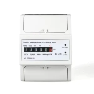 4P Guide Rail Type Single phase 220V Digital Display Class 2.0 Accuracy 0-99999.9kWh Electric Energy Meter with Max 60A