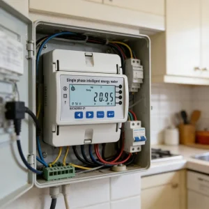4P Single Phase DIN Rail Energy Meter Featuring PV Home Synchronization and Dynamic Load Slicing Technology