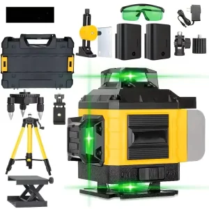 5 Dot Cross Line Green Light Rotary Laser Level with Electronic Self Leveling High Precision Li Ion Battery Powered
