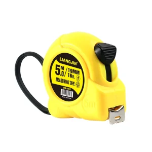 5M 19MM High-Visibility Yellow ABS Case Auto Lock Steel Tape Measure Attached Light Shock-Resistant Metric Inch
