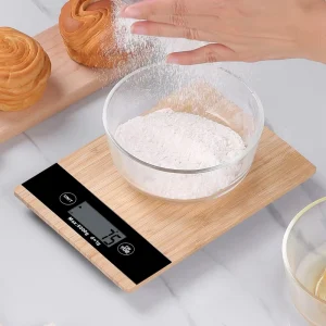 5kg Electronic Bamboo Kitchen Scale Household Balance Weighing for Food Battery Powered