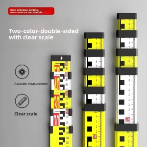 5m/7m Aluminum Alloy Telescopic Leveling Staff Measuring Ruler High Precision Dual Sided Scale for Surveying