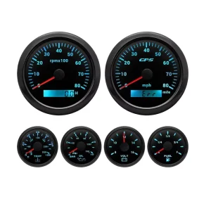 6-Gauge Set Includes Speed Tach Volt Fuel Oil Pressure and Water Temp Gauges