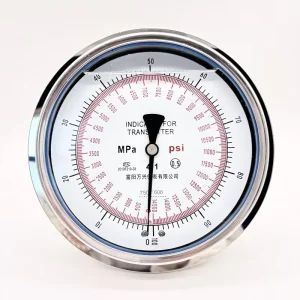 6 Inch Column Union Flange Stainless Steel Oilfield Pressure Gauge 4:1 Ratio Grade 0.5 50/100 MPa PSI