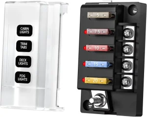6 Way Blade Fuse Box 12V 24V with LED Warning Light Screw Terminal for Automotive Marine Truck Trailer