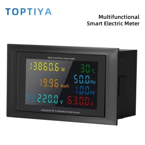6 in 1 AC Monitor 100A Voltage Current Power Factor Active KWH Electric Energy Frequency Meter Digital LCD