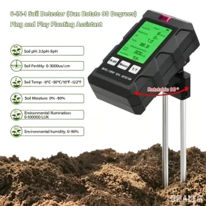 6 in 1 Soil Tester PH Moisture Fertility Temperature Humidity Sunlight Meter Device for Agriculture Home Garden