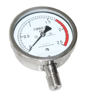 60 100 150 mm Steel Case Hydraulic Pressure Gauge Bottom Connection Stainless Steel Pressure Gauge for Water Air Gas