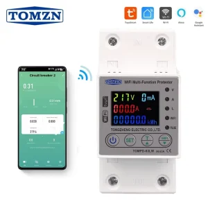 63A 80A WIFI Smart Energy Meter kWh Metering Switch Timer with Voltage Current and Leakage Protection TUYA Circuit Breaker