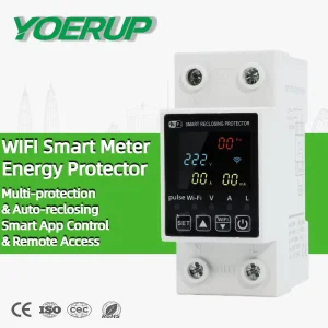 63A TUYA WIFI Switch Smart Life Metering Circuit Breaker Timer DIN Rail Voltage Current Leakage Smart Reclosing Protector