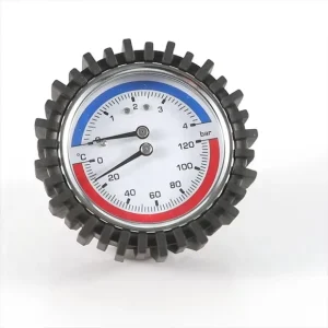 63mm Black Steel Combined Temperature Pressure Gauge with Rubber Protection