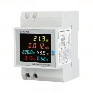 6IN1 Din Rail AC Monitor 110V 220V 380V 100A Voltage Current Power Factor Active KWH Electric Energy Frequency Meter