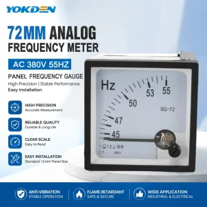 72mm Analog Frequency Meter Electrical Hz Meter 55Hz 380V Frequency Gauge SQ 72 Generator Part