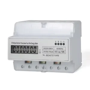 7P Guide Rail Three Phase Four Wire 380V LCD Electric Energy Meter with High Power Capacity Class 1.0 Accuracy 100A Max Current