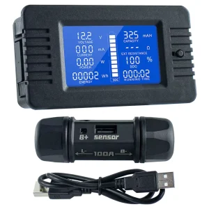 8-120V 100A DC Battery Monitor LCD Display Current Voltage Power Energy Meter Battery Capacity Tester for Solar System RV Cars