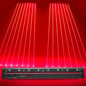 8-eye RGB Line Laser 300-500W Red Green Blue Full-color Laser Light DMX512 Control IP33 Rated for DJ Disco Nightclub Event Stage